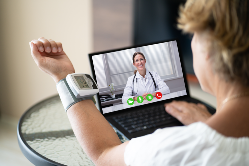 Telehealth assessment with patient using medical equipment